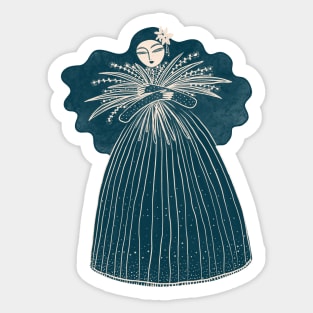 Happy girl with flowers Sticker